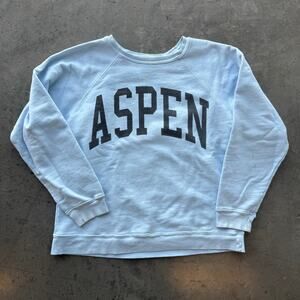 Vintage Y2K Aspen Apres Ski Light Blue Cotton Longsleeve Pullover Jumper Large